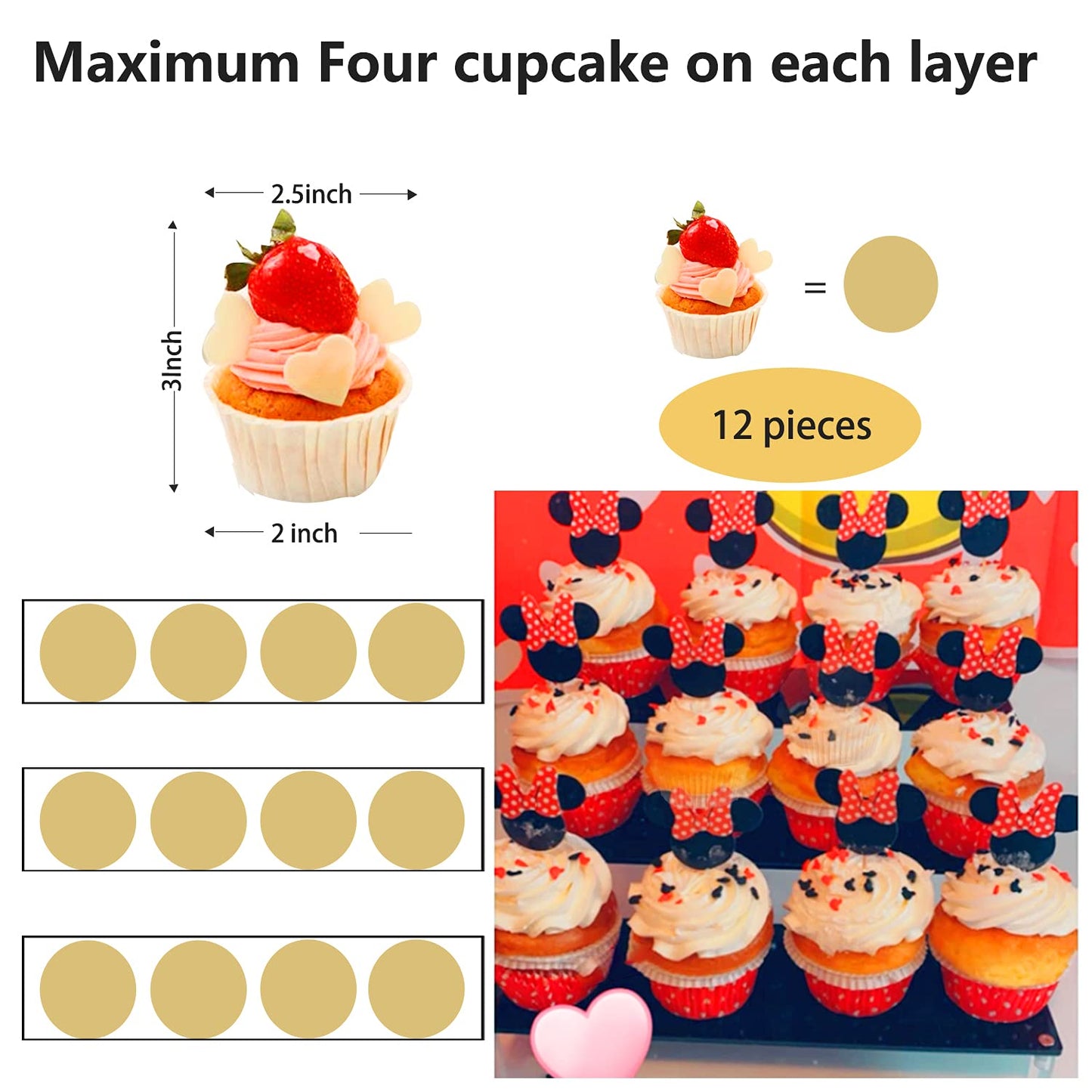 AZEAM Acrylic Riser, Black Display Risers Stand Large Collection Organizer Shelf for Cupcake Food Desserts Holder Cosmetic Products Tabletop Use and More (12 X 8 X 6 Inch) (3 Packs Black)