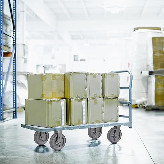 8 Inch Rubber Wheels (Flat Tread)- Heavy Duty Casters, Industrial Caster Wheels- with up to 1200 LB Capacity- Use for Dollies, Utility and Maintenance Carts(1 Swivel)