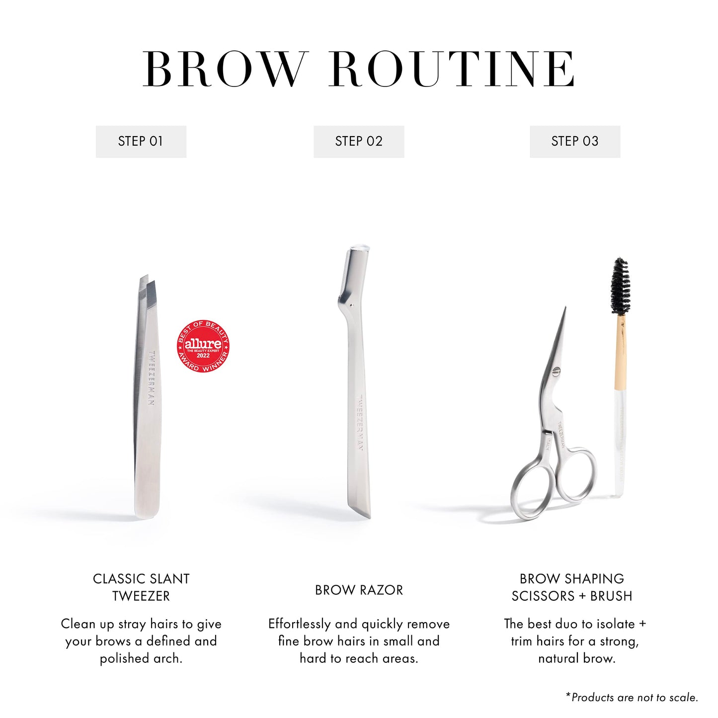 Tweezerman Stainless Steel Eyebrow Shaping Scissors and Brush Set