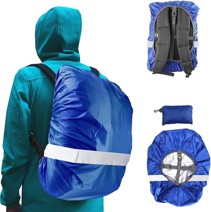Frelaxy Hi-Visibility Backpack Rain Cover with Reflective Strip 100% Waterproof Ultralight Backpack Cover, Storage Pouch, Anti-Slip Cross Buckle Strap, for Hiking, Camping, Biking, Outdoor, Traveling