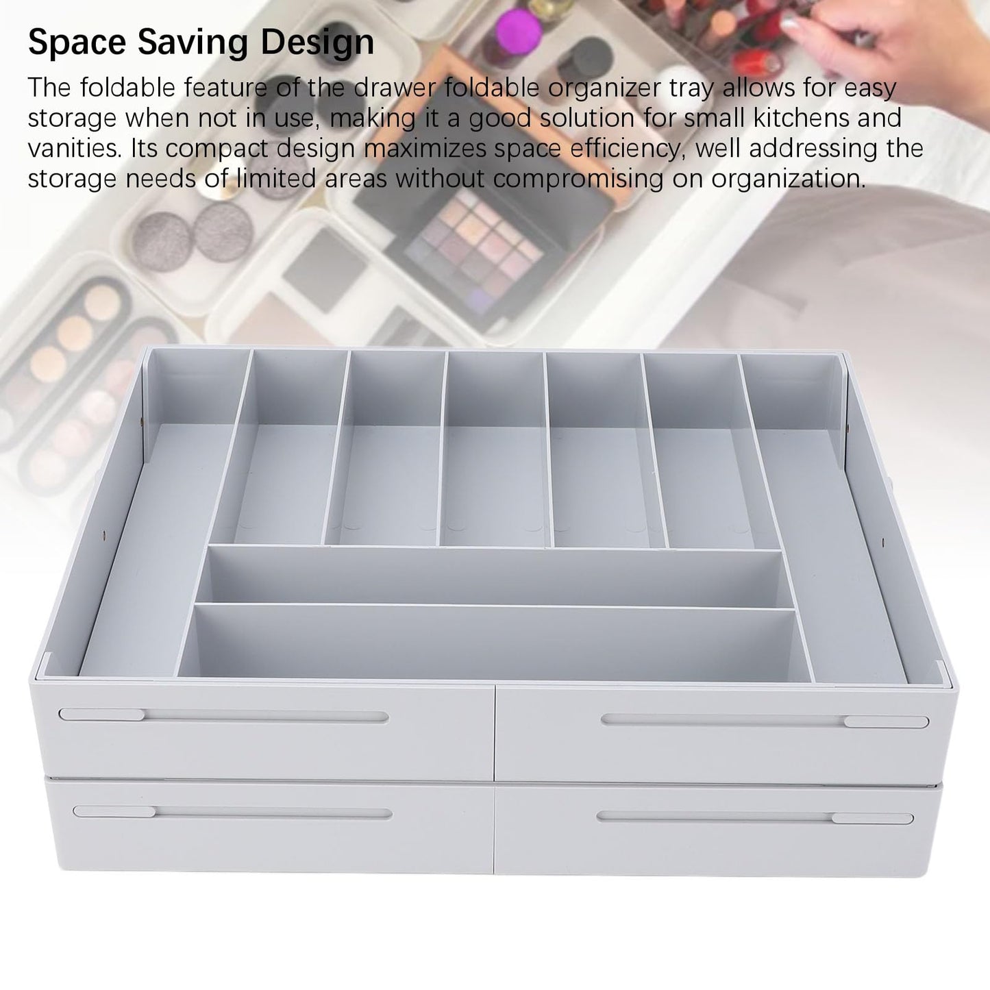 Extra Large and High Drawer Organizer, 2 Tier Smart Expandable Desk Organizer, Multi Level Junk Drawer Organizer for Makeup, Jewelry, Desk, Office Drawers (Gray)