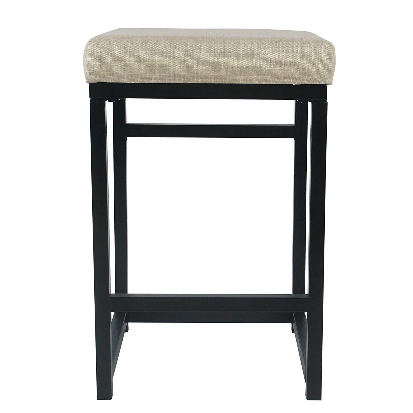 HomePop Metal Frame Counter Stool, 24-Inch, Natural