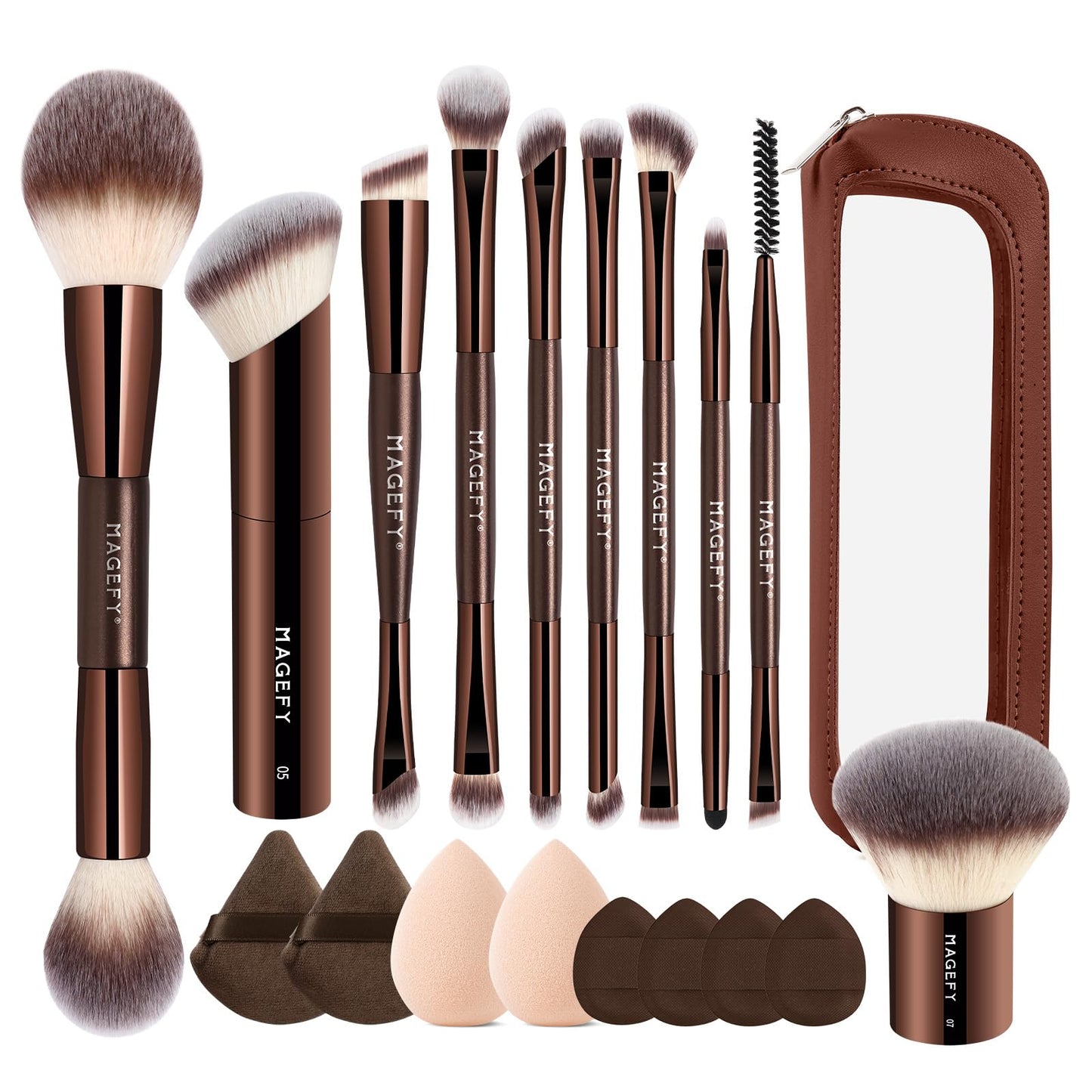 Makeup Brushes MAGEFY Travel Makeup Brush Set Professional Make Up Brushes for Powder Concealers Eye Shadows Eyebrow Countour Blush Brush Tools