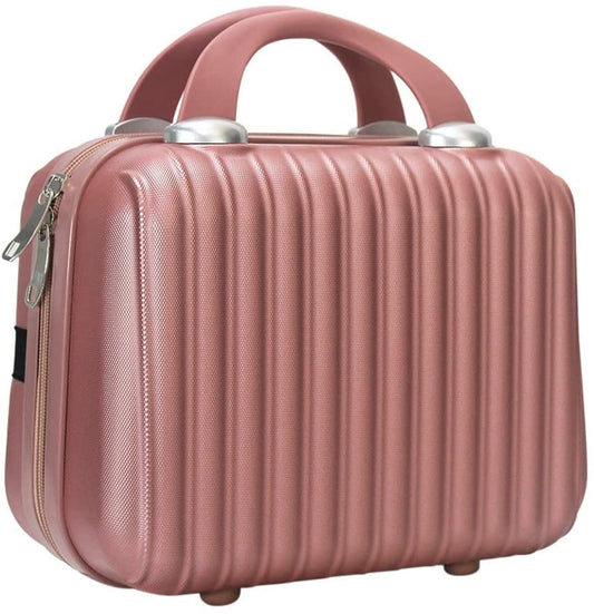 JZRTravel 11 inch Hard Shell Cosmetic Case Makeup Travel Case Organizer Bag Small Portable Make up Train Hand Luggage with Elastic Strap ABS Mini Suitcase Gifts for Her.