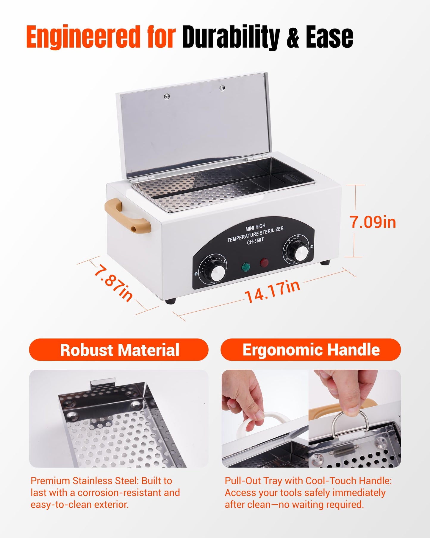 High-Temperature Cleaning Box for Metal Tools, 1.5L Capacity with Adjustable Timer 110V 300W, 122℉-428℉ Cleaning Cabinet for Nail Salons, Barbers & Home Use