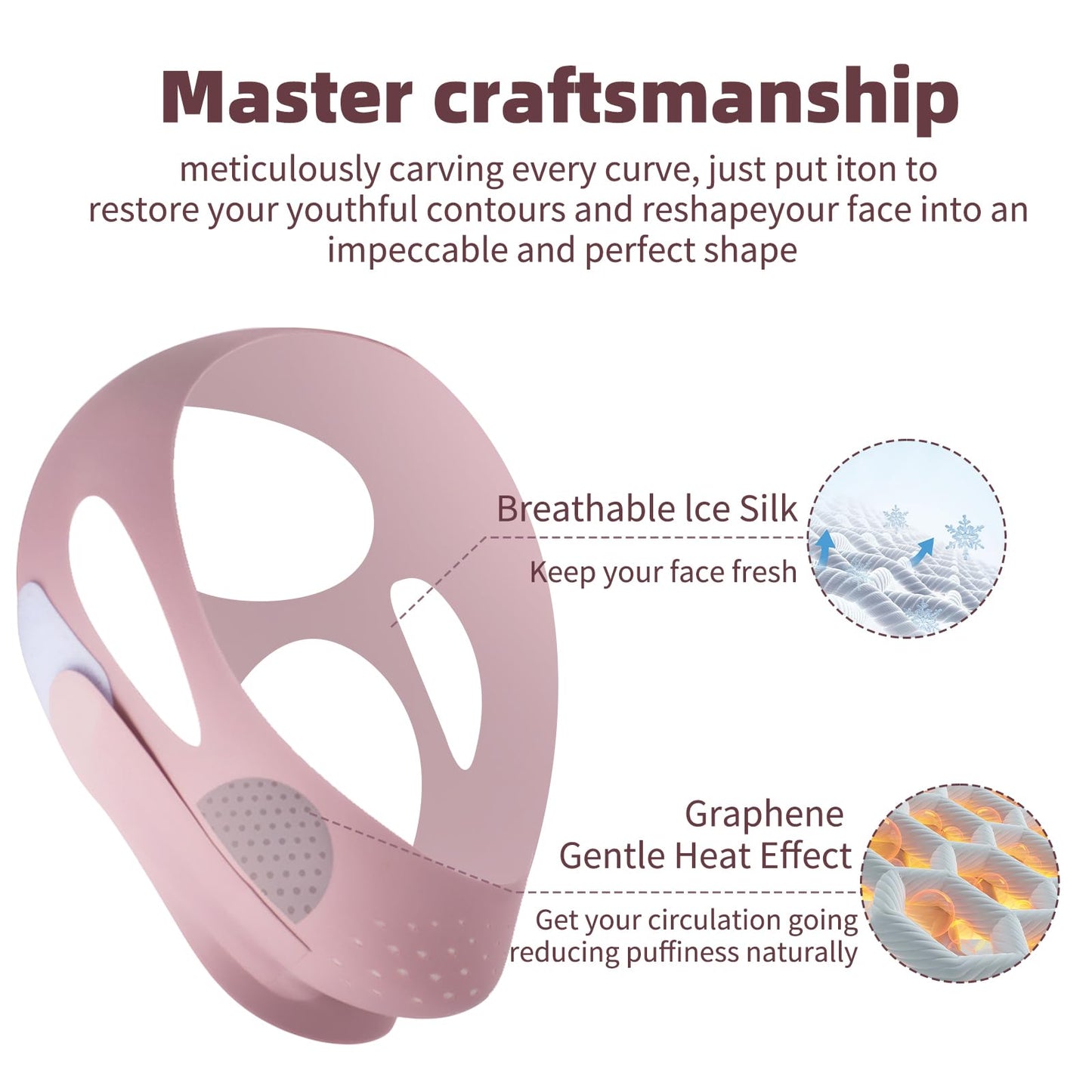 Chin Strap for Sleeping, Graphene Double Chin Reducer Eliminator for Women, Reusable V Line Lifting Mask Face Slimming Strap, Breathable Jawline Exerciser Lifting & Firming Prevent Sagging