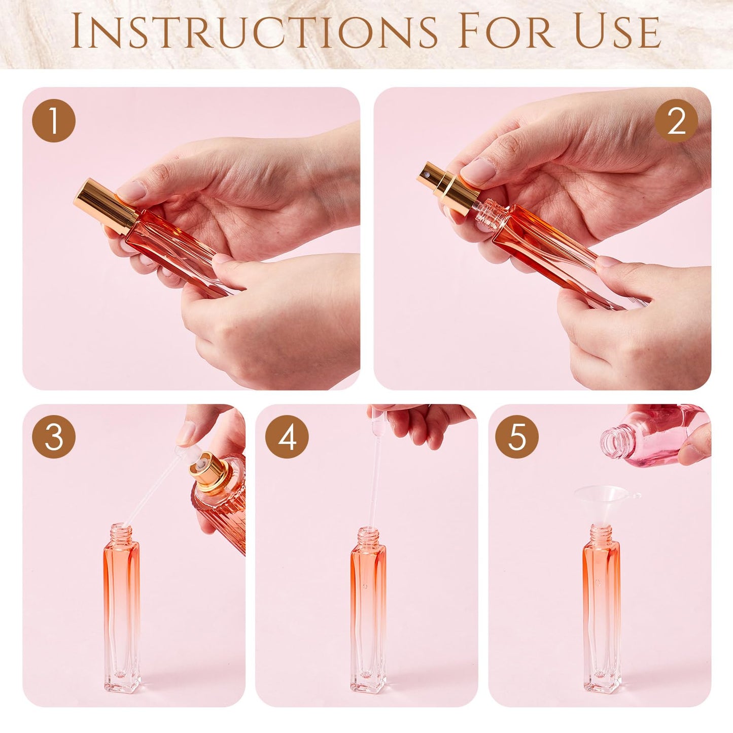 Domensi 20 Pcs 10/15/20/30 ml Perfume Travel Refillable Glass Bottles Spray Bottle Perfume Atomizer for Cologne Dispenser Leak-proof Fragrance Bottles Atomizer Pump Kit (10 ml,Fresh Color)