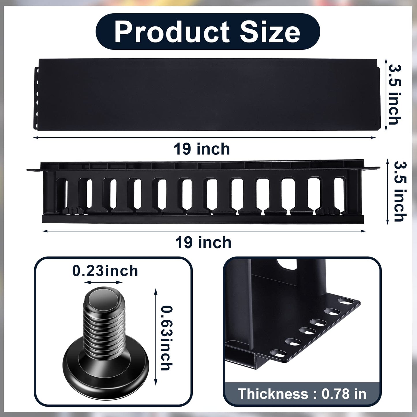 Taiyin 2 Pcs 2u 19 Inch Horizontal Cable Management Panel, 12 Slot Rack Cable Organizer with Removable Cover for Server & Network Rack