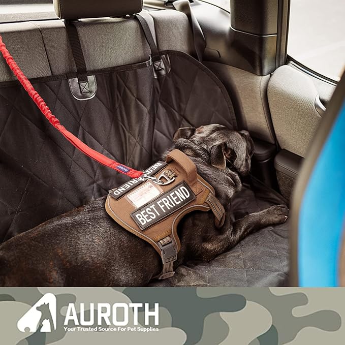 AUROTH Heavy Duty Bungee Dog Leash for Large Breeds - 6FT with 2 Padded Handles, Shock Absorption, No Pull Training, Red