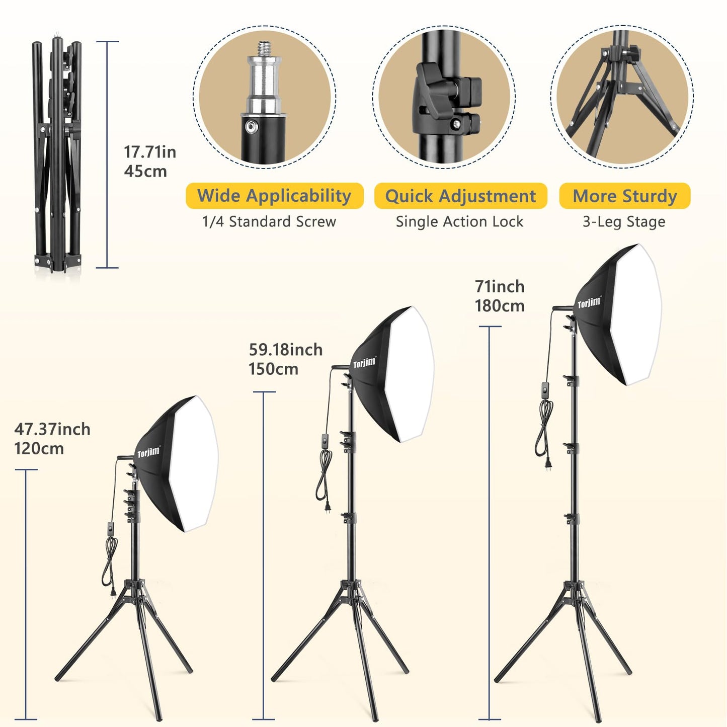 Torjim Softbox Photography Lighting Kit, 20'' x 20'' Professional Softbox Lighting Kit with 85W 3000-7500K LED Bulbs, Studio Lights for Photography/Video Recording/Live Streaming