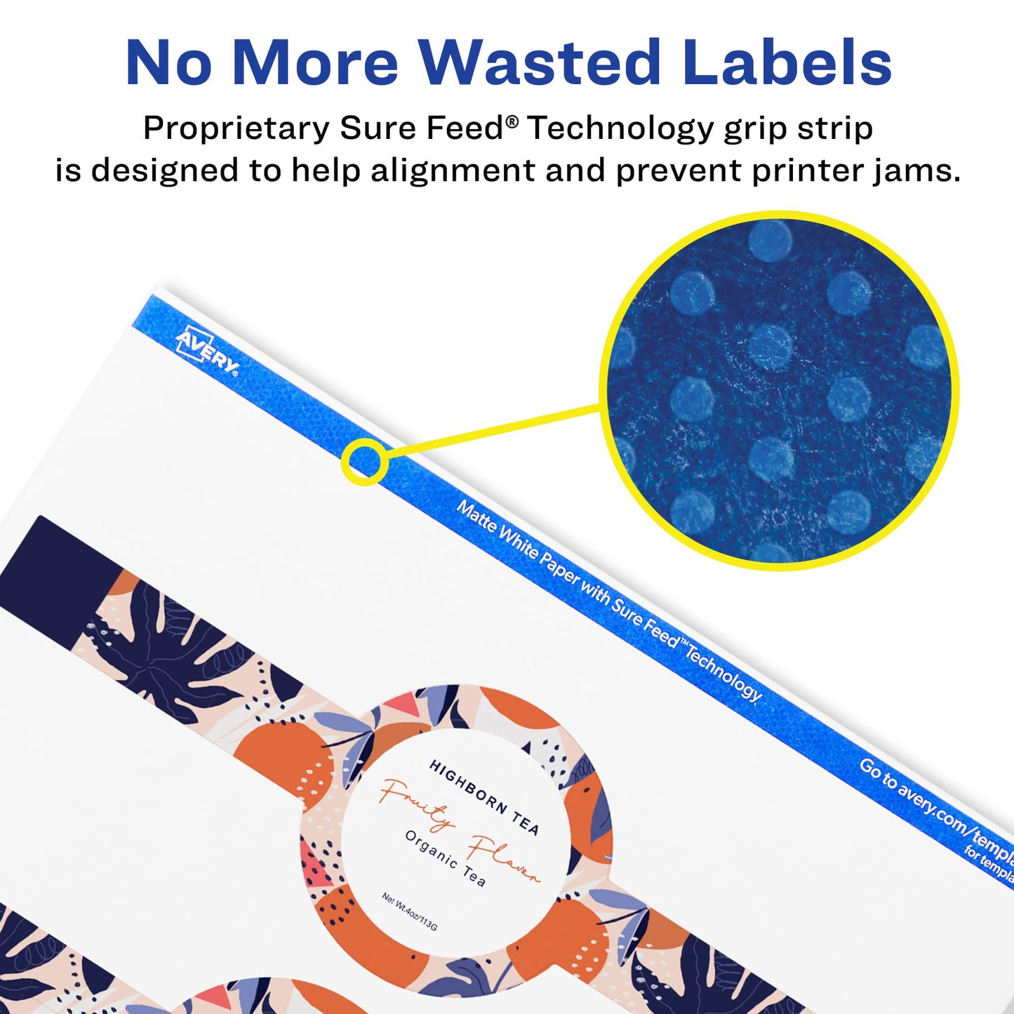 Avery Matte White Wraparound Band Labels, Sure Feed Technology, 2-3/8" x 8", Cigar Band Labels, Permanent Adhesive, Laser/Inkjet Printable, 150 Total