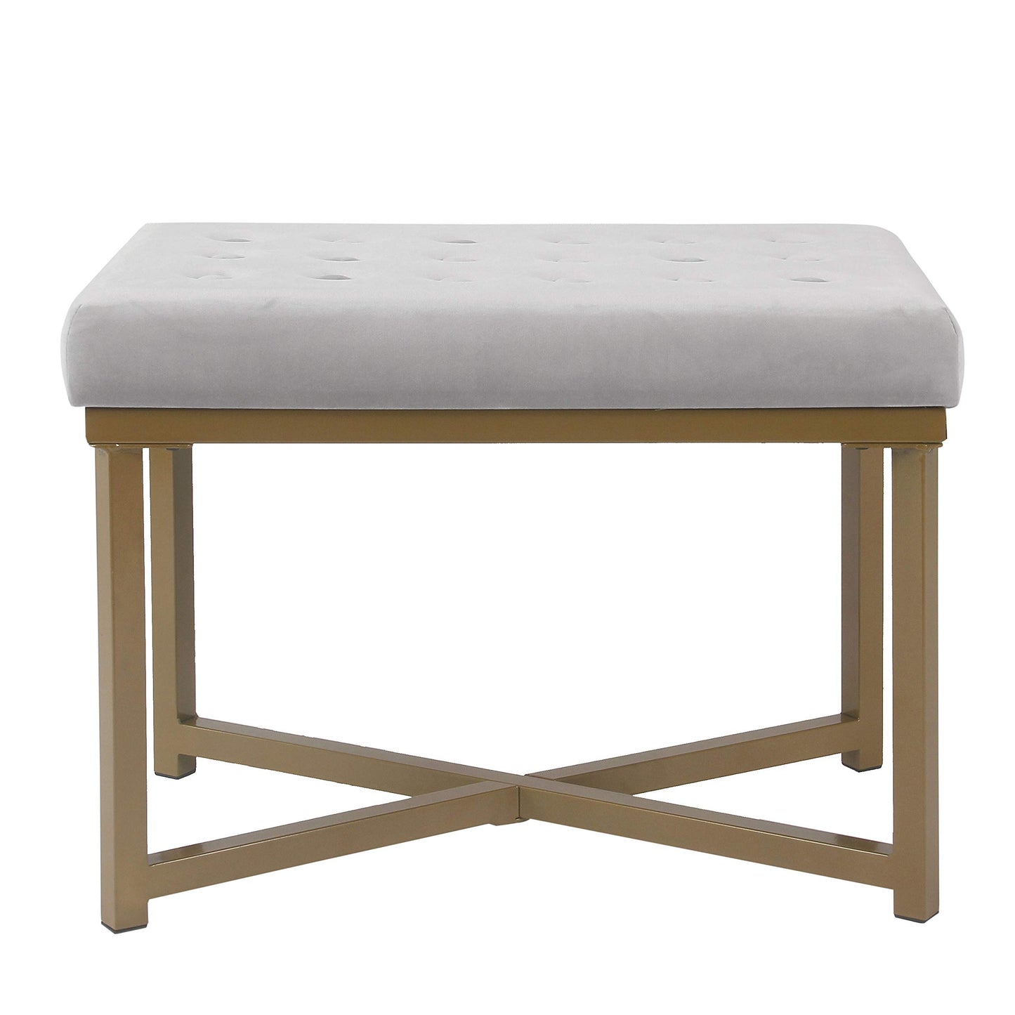 HomePop 24" Tufted Velvet Ottoman Bench - Silver