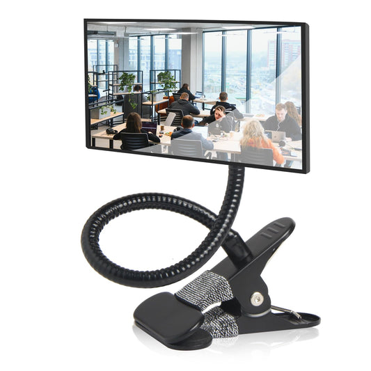 CQNET Clip On Security Cubicle Convex Mirror for Personal Safety, Open Office Environment, Cabinet Computer Desk Rear View Monitors or Anywhere, Adjustable Clip (6.7 X 2.9 Rectangle) (Framed Mirror)