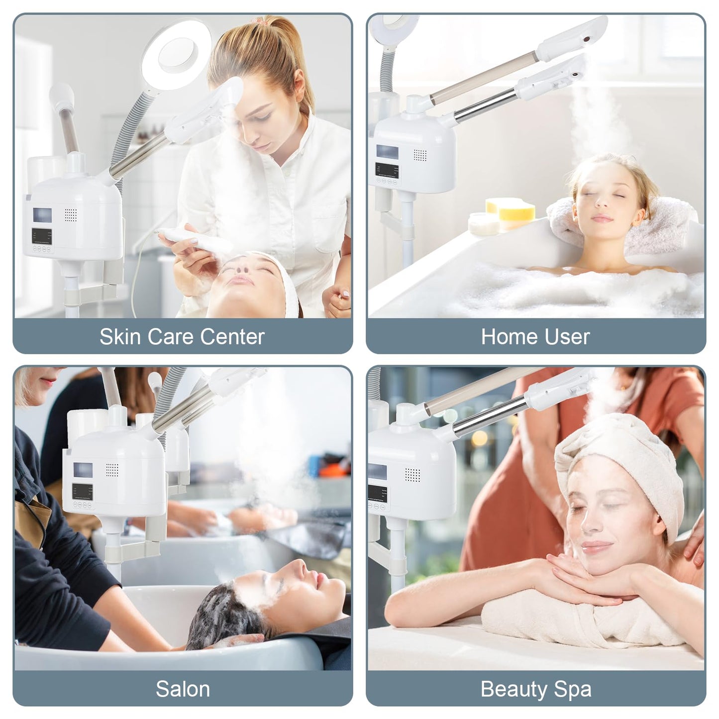 VARIPOWDER 3 in 1 Professional Facial Steamer for Face with Hot & Cold Nozzle 5X Magnifying Lamp Face Steamer for Esthetician vaporizador Facial Use at Home or Spa