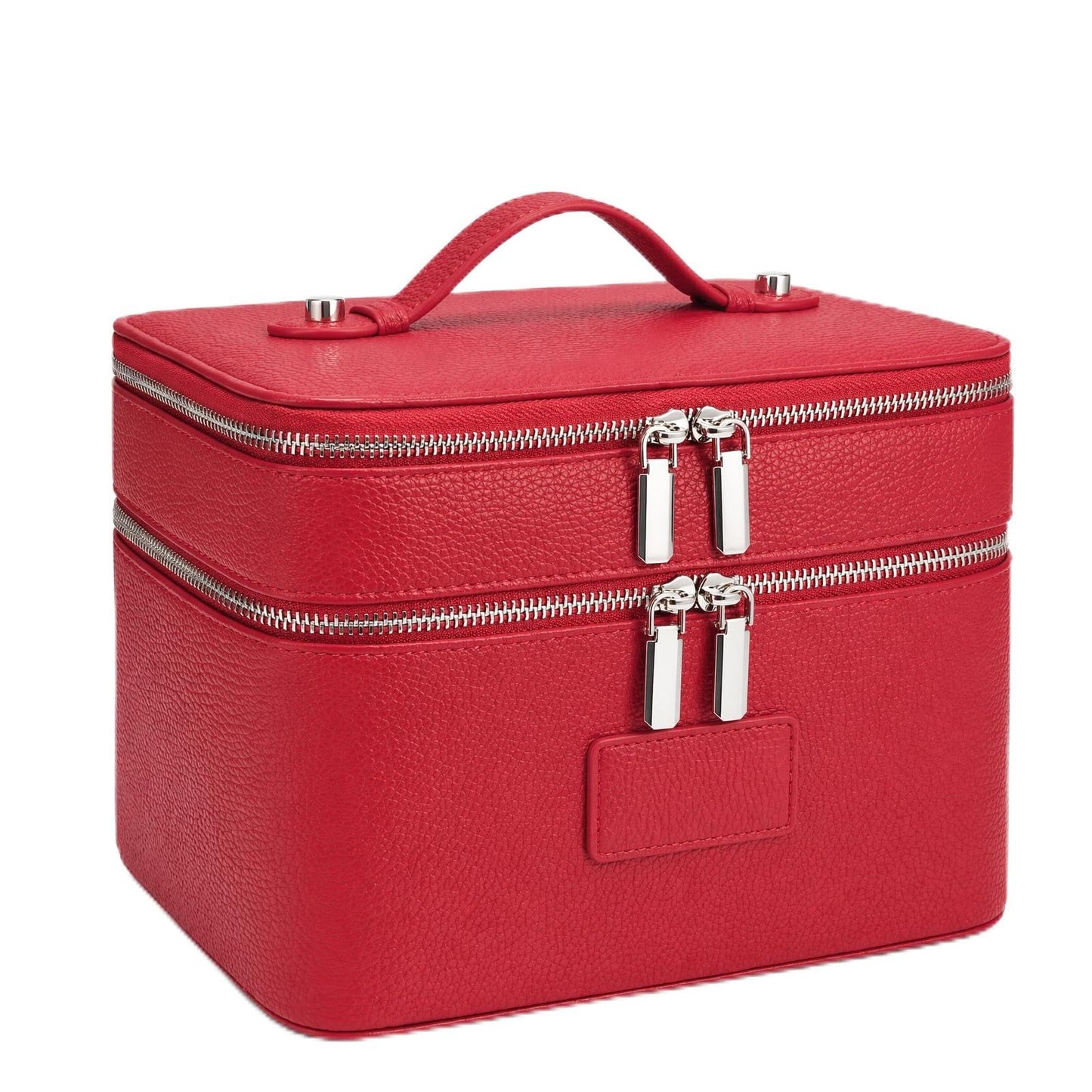 idoltimes Makeup Case,Leather Double Layer Makeup Bag Duo,Large Portable Travel Toiletry Case Cosmetic Organizer for Women
