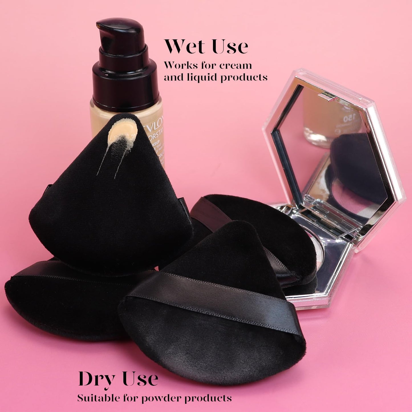 BEAKEY 12pcs Triangle Powder Puffs & Flat Duo Patented Makeup Sponge Set of 2
