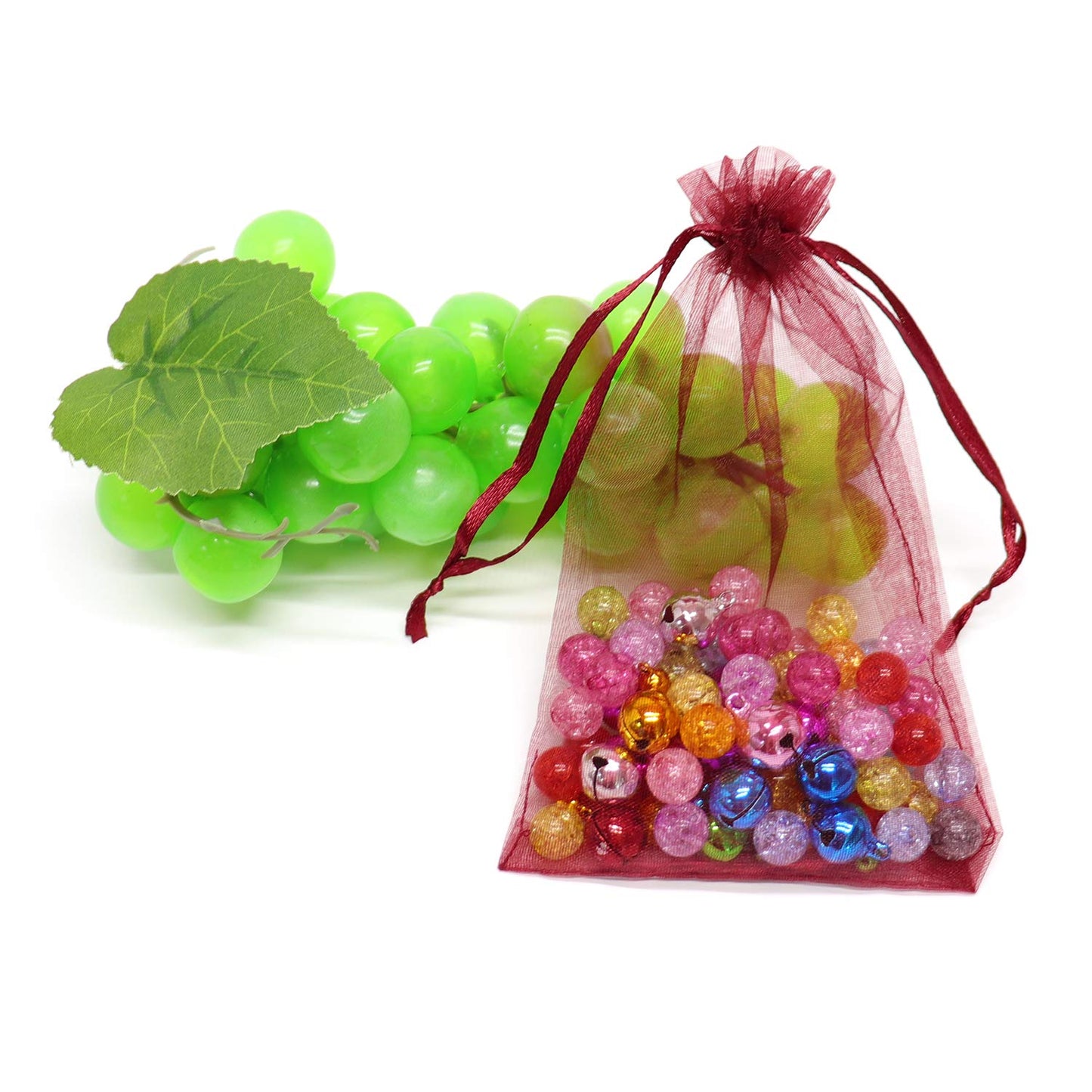 Bezall 100Pcs Wine Red Organza Bags, 4x6 inch Mesh Bags Drawstring Gift Bag Jewelry Pouches for Candy Wedding Favors Christmas