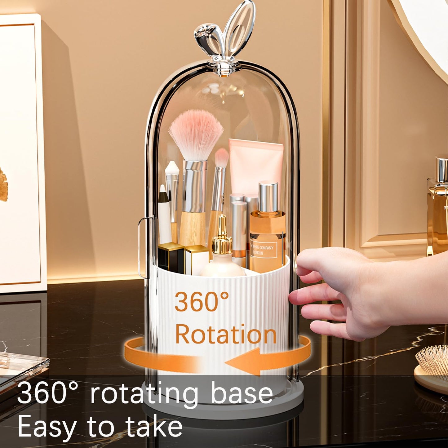 Wekity Toothbrush Holder with Sliding Lid, Toothbrush Holders for Bathrooms,360° Rotating Makeup Brush Storage Rack - Waterproof and Dustproof, Toothbrush Toothpaste Holder Beauty Brush (Pink)