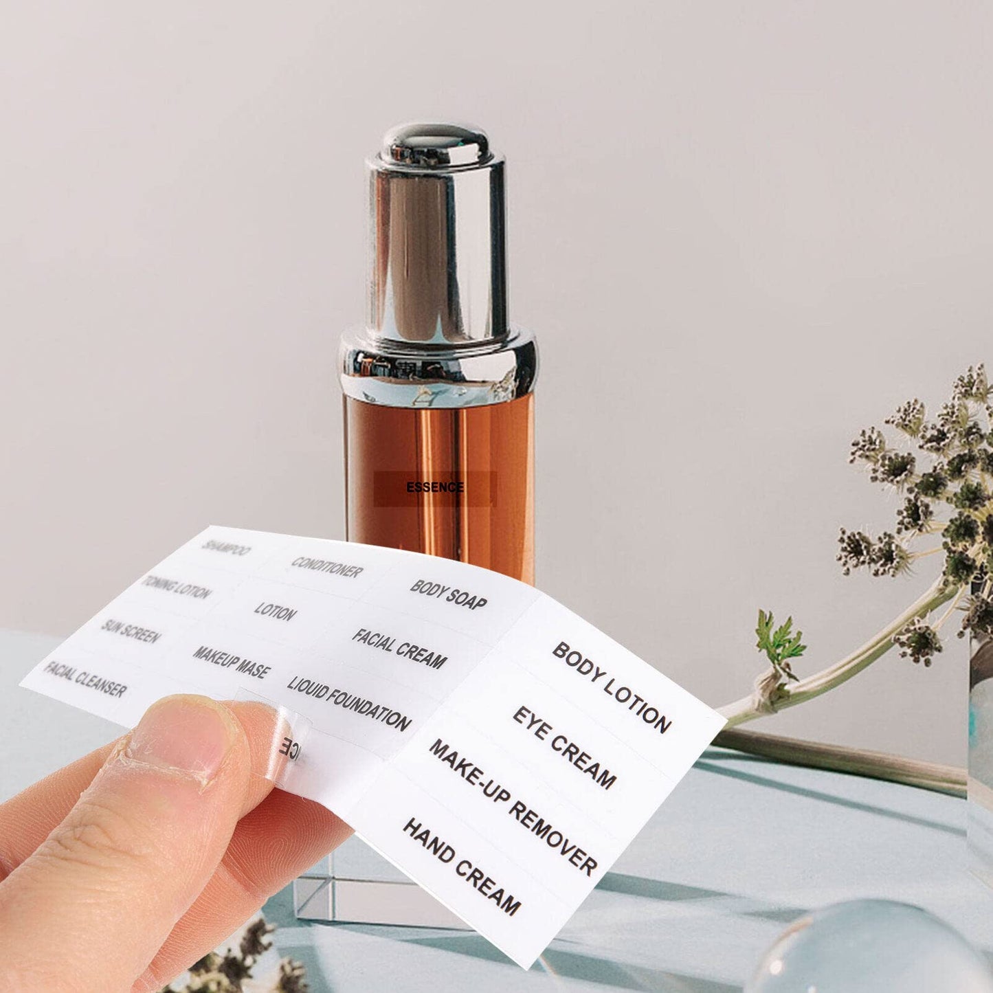 OSALADI Travel Bottle Labels Waterproof Skin Care Stickers for Shampoo Lotion Cosmetic Containers Sub-Bottle Classification 10 Pack