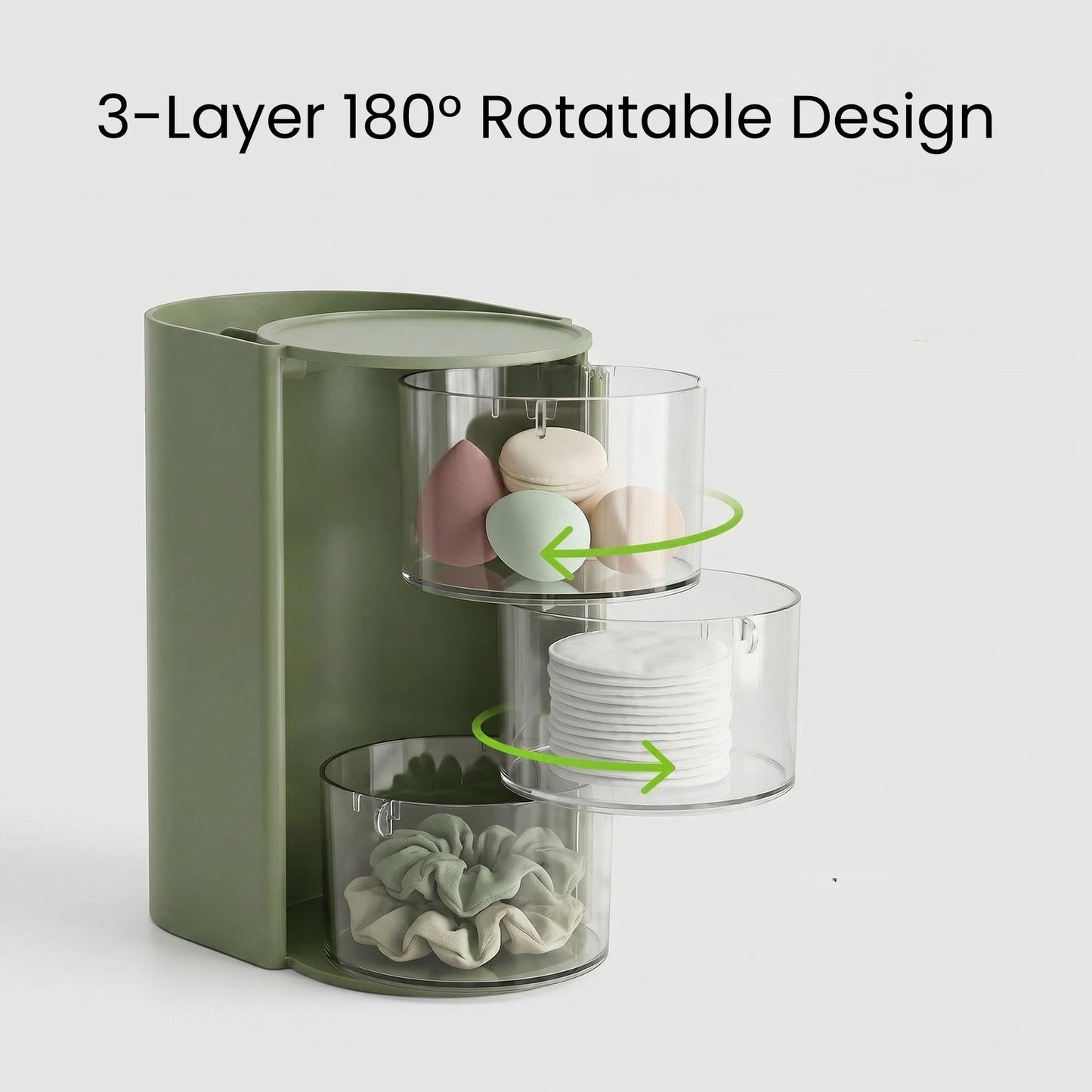 Lukzeezo Makeup Organizer with Makeup Brush Holder (Sage Green)