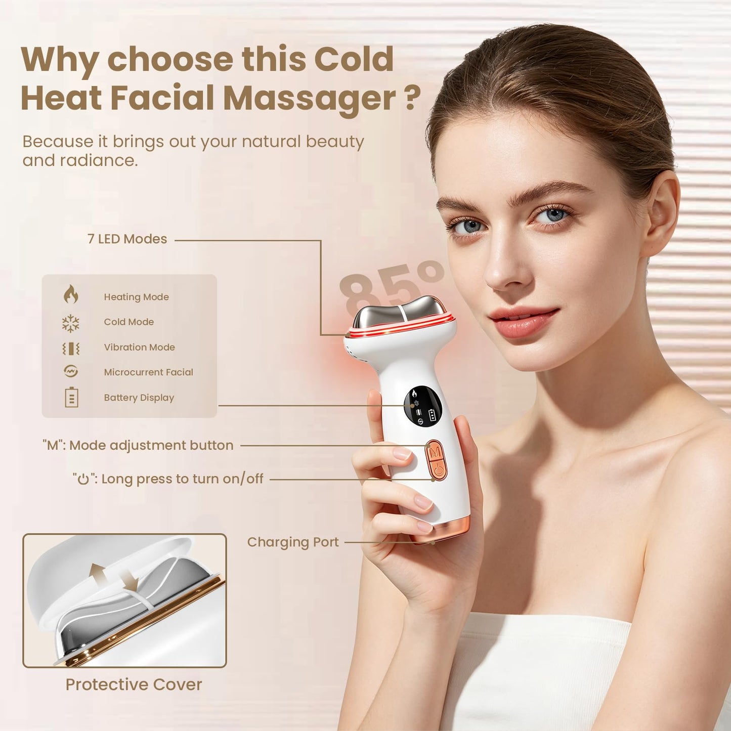YueLi 7-in-1 LED therapy Microcurrent Facial Device, Red Light Gua Sha Massager with Hot & Cold for Skin Care