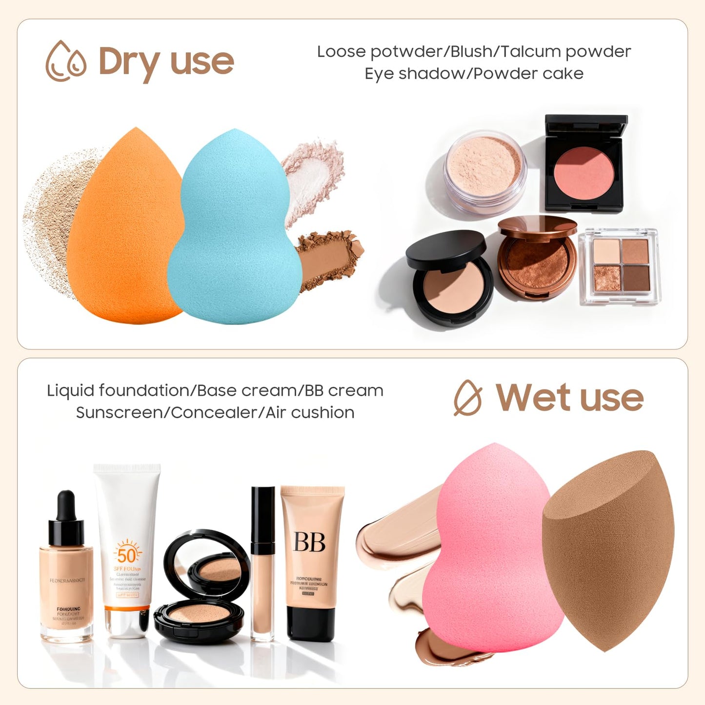 30 Pcs Multicolor Makeup Sponge Set - Latex-Free, Soft & Reusable Beauty Makeup Sponge for Wet/Dry Use Blending Powder Puff for Foundation & Concealer Washable Makeup Sponges