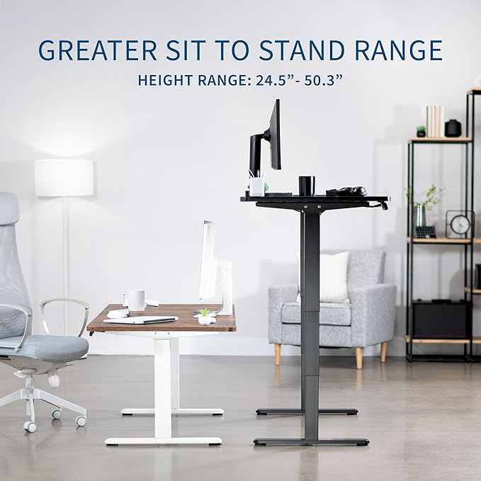VIVO Electric 55 x 28 in Dual Motor Sit Stand Desk, Memory Height Adjustment, 2B Series, Light Wood Top Black Frame, DESK-KIT-2B55C