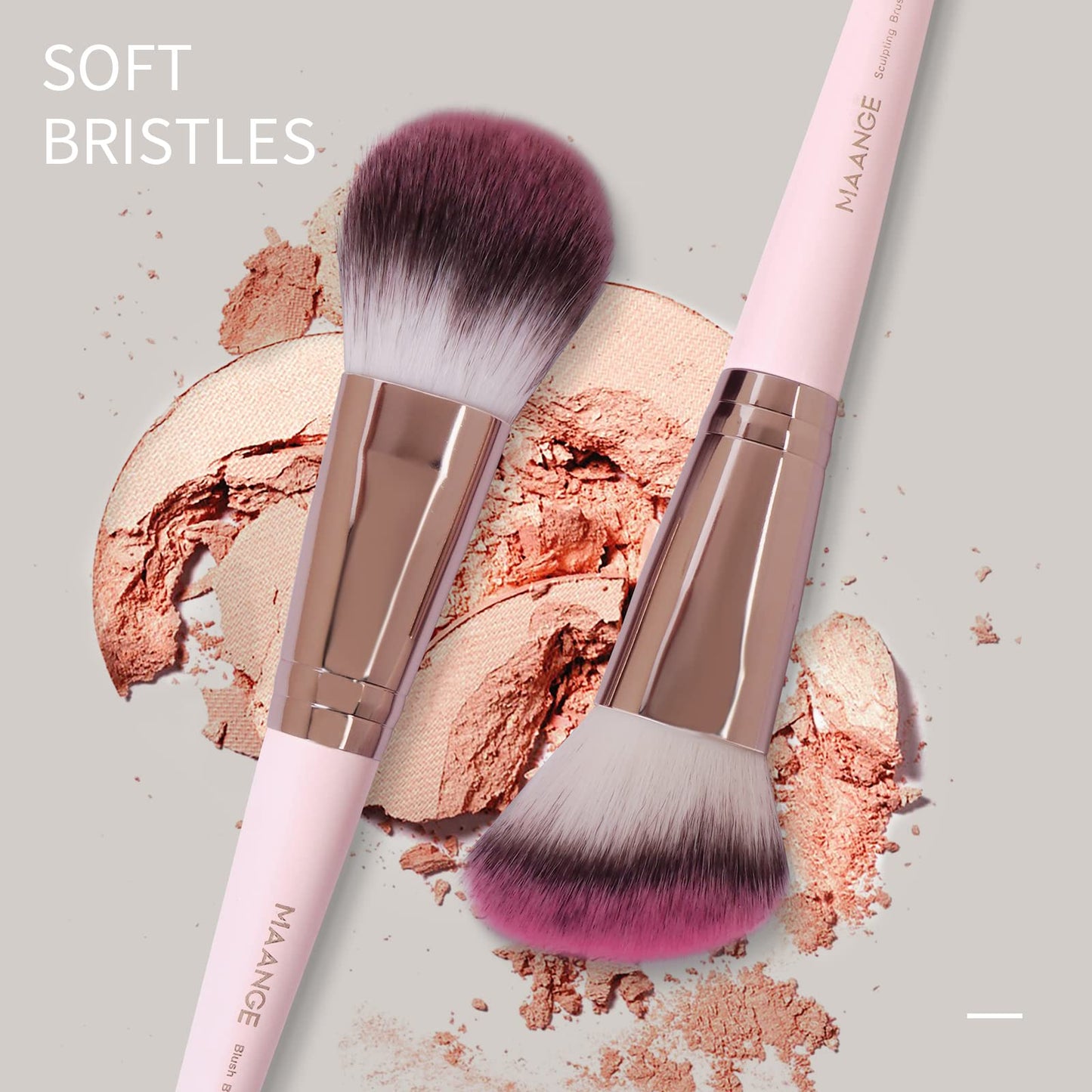 Makeup Brushes with Case, MAANGE 18 Pcs Professional Makeup Brush Set Premium Synthetic Face Kabuki Brush Kit Foundation Blush Powder Eyeshadow Brushes Set Christmas Gift (Pinkgold)