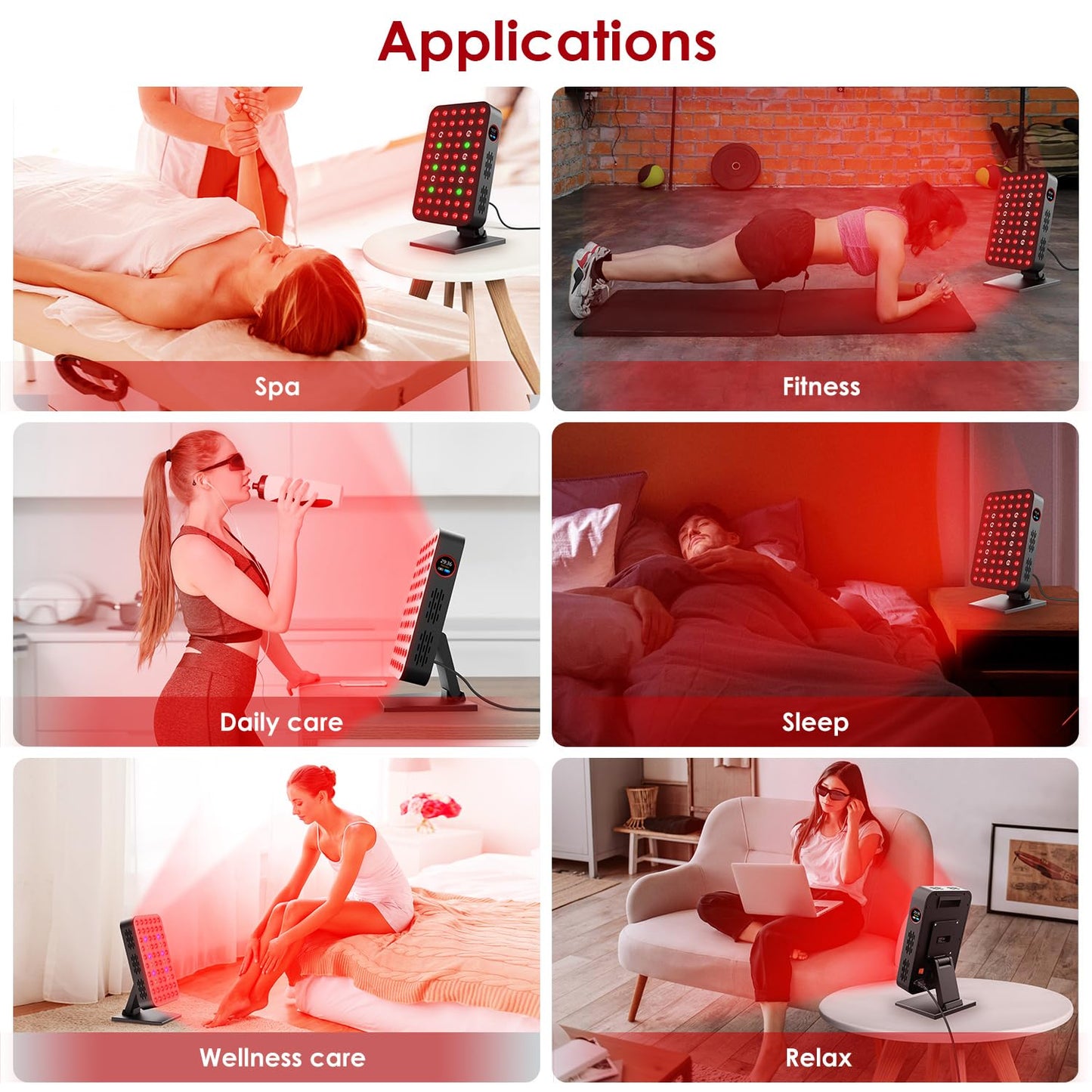 Red Light Therapy Panel 300W 60pcs Dual-Chip 4 Bands LED Light Therapy Red Infrared Blue Green 660nm 850nm 455nm 528nm, High Irradiance, Touch Screen Controller, Ideal for Body, Face, Skincare, Sleep