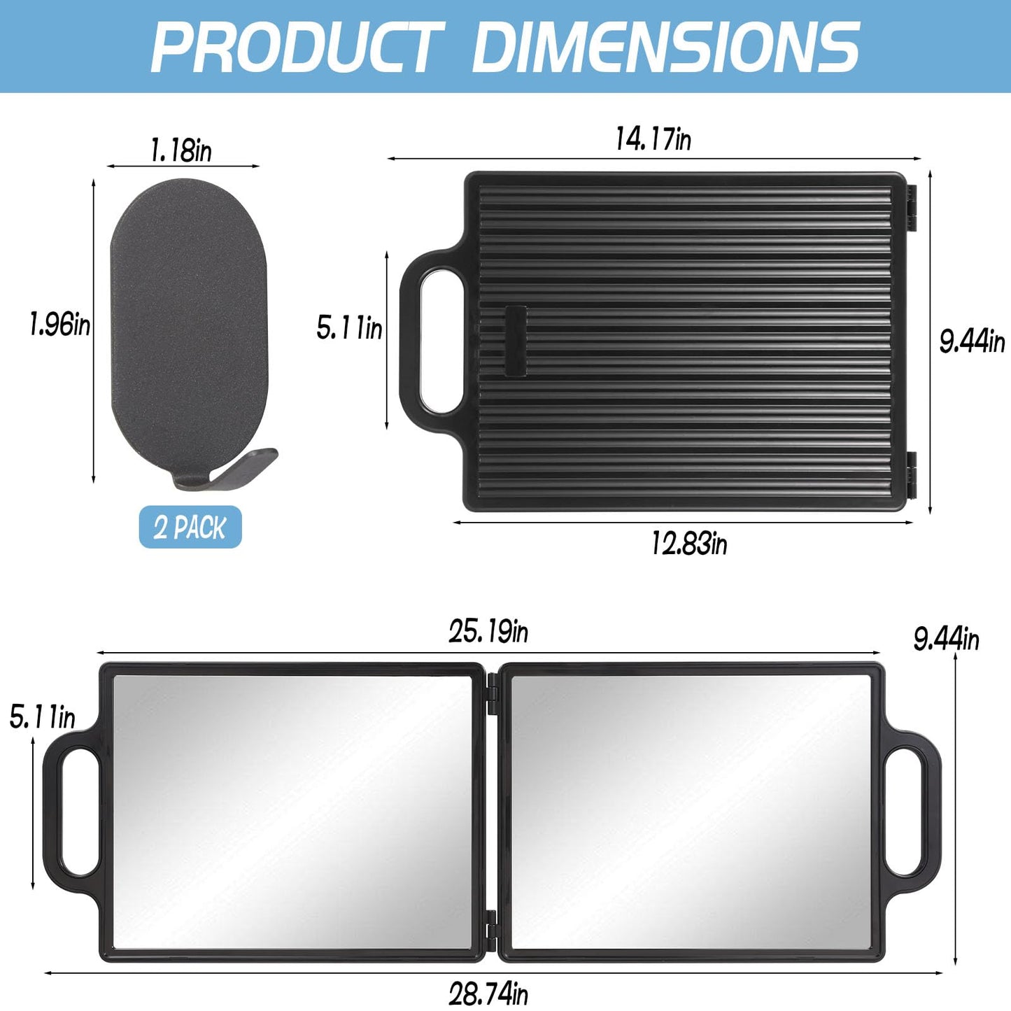 HFYZZ Foldable Full Length Travel Mirror with Handle, 28.3" x 9.3”Portable Shatterproof Hanging Camping Makeup Mirror for RV Tents and Small Spaces