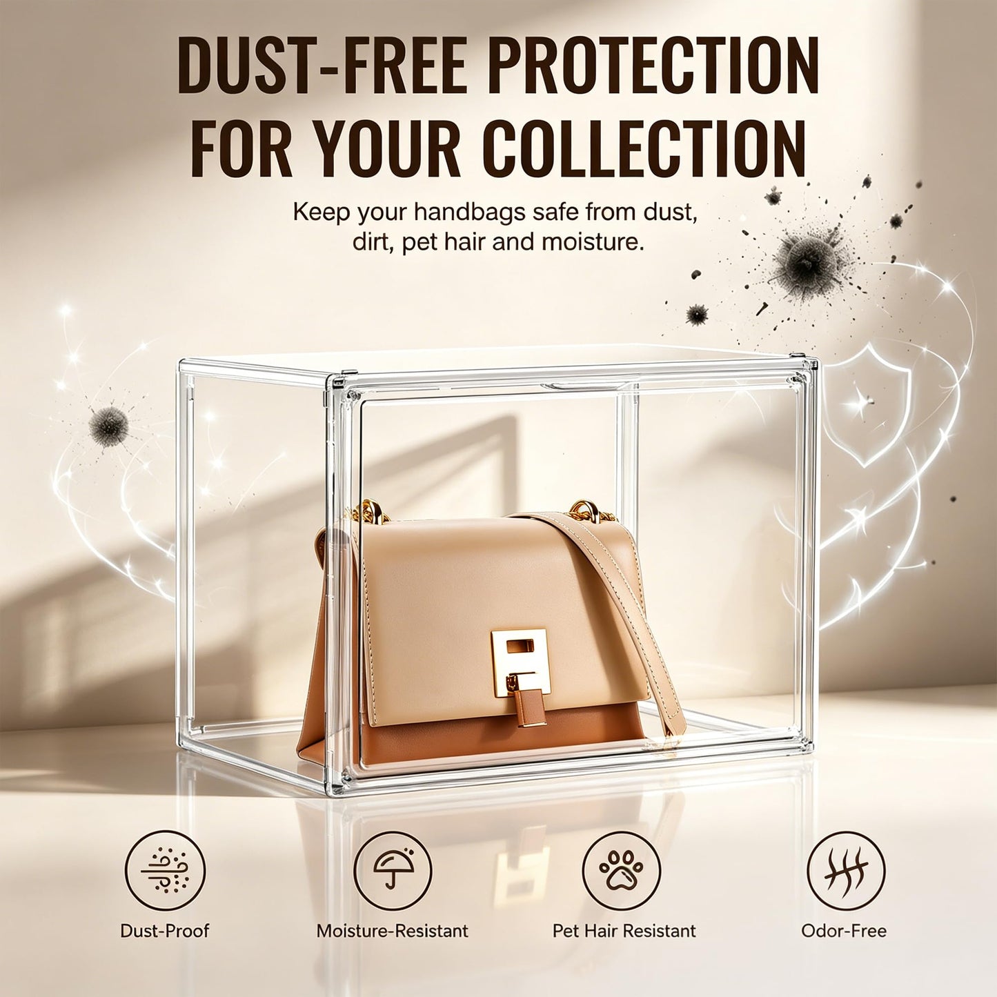 EZJOB 10 Pack Clear Purse Organizer for Closet, Acrylic Handbag Box,14.1 in