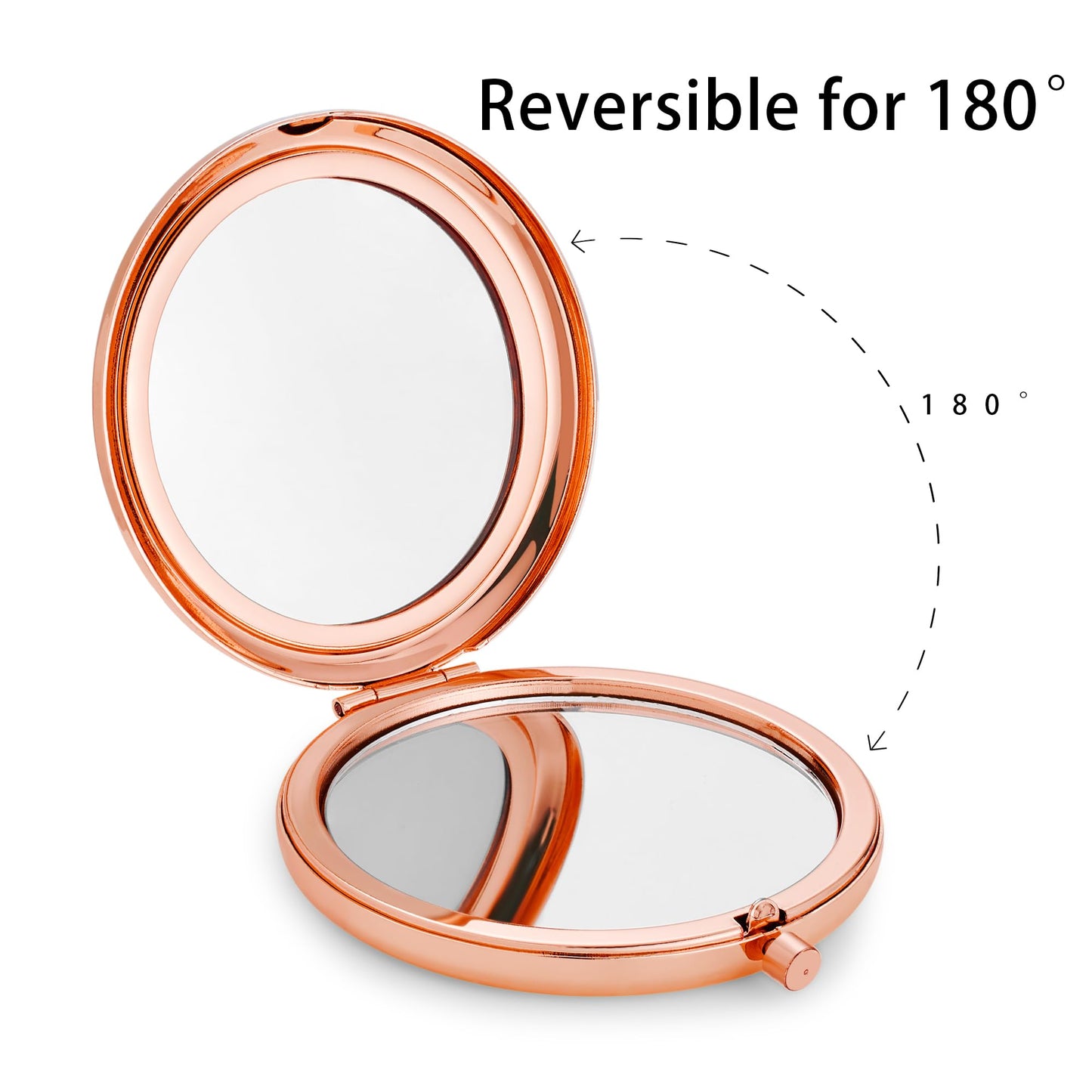QUSTGO Compact Mirror, Pocket Travel Makeup Mirror for Purse, Metal Round Shell, 2-Sided 1X/2X Magnifying, Portable, Folding, Handheld, Rose Gold, 18 Pack