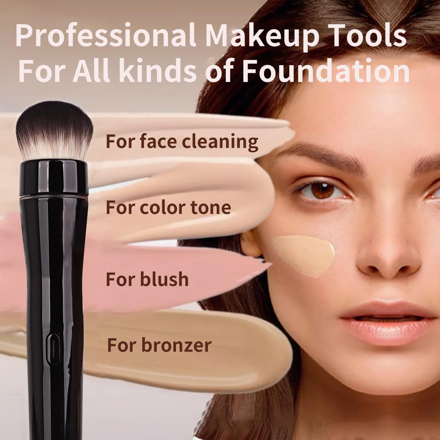 MATSNH Electric Rotating Makeup Brush Set - Professional 360° Spinning Foundation Blending Tool with 5 Replaceable Brush Heads, 2 Speeds & USB Rechargeable - Ideal Beauty Gift for Women