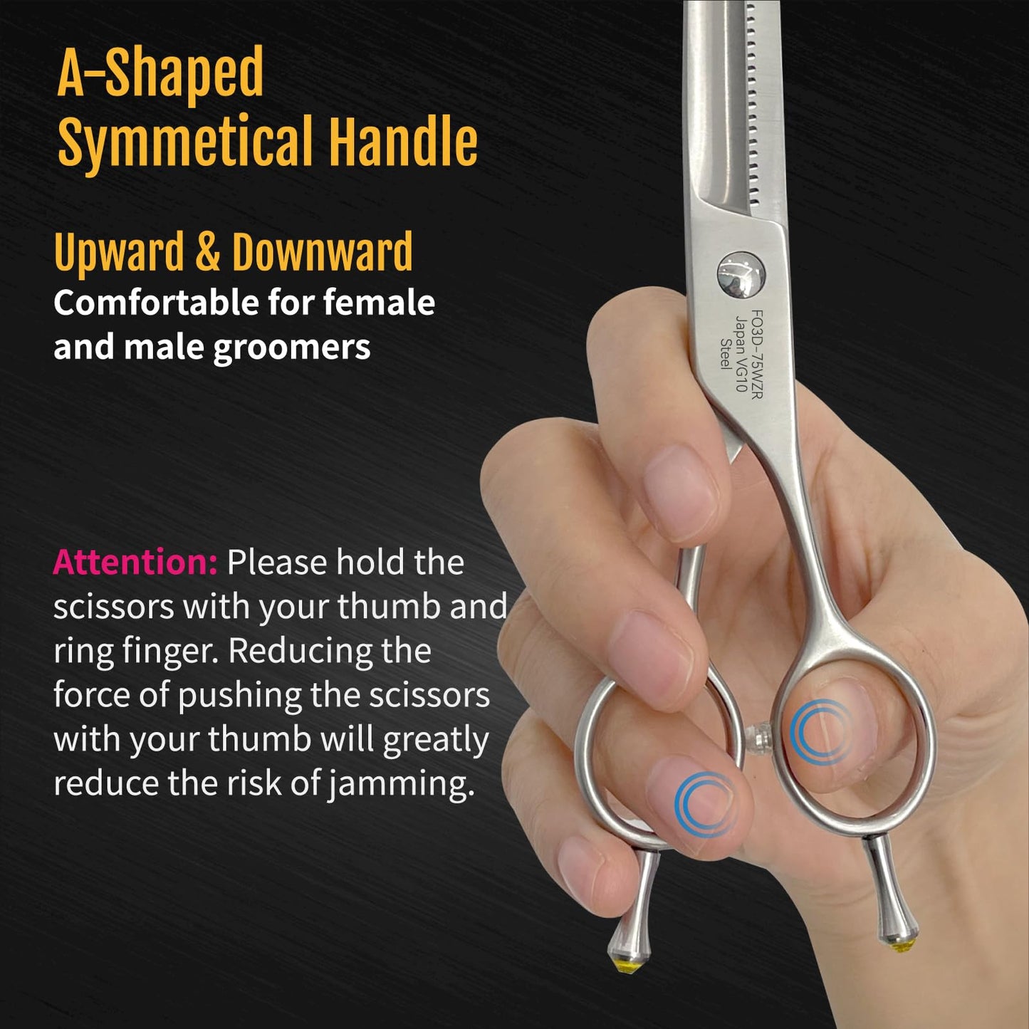 FOGOSP Professional 3D Curved Chunkers Dog Grooming Scissors 7.5'' Curved Thinning Shears for Dogs Pet 48 Teeth Japan VG10 Sharp and Durable