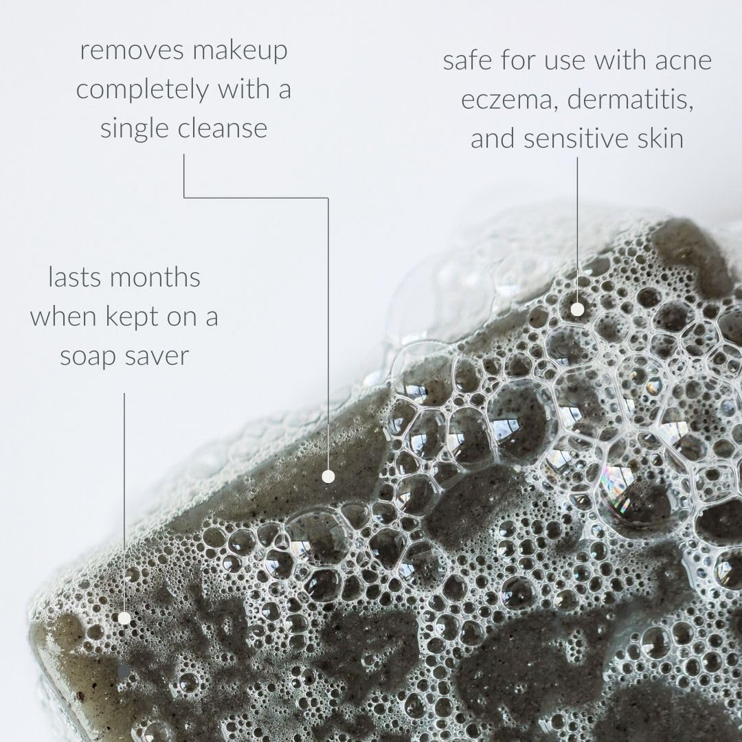 Osmia Skincare - Natural Black Clay Facial Soap Bar | Dead Sea Mud, Jojoba Oil, Mango Butter, Coconut Milk | Nourish, Soothe, Soften | Clean Beauty For Healthy Skin (2.25 oz | 64 g)