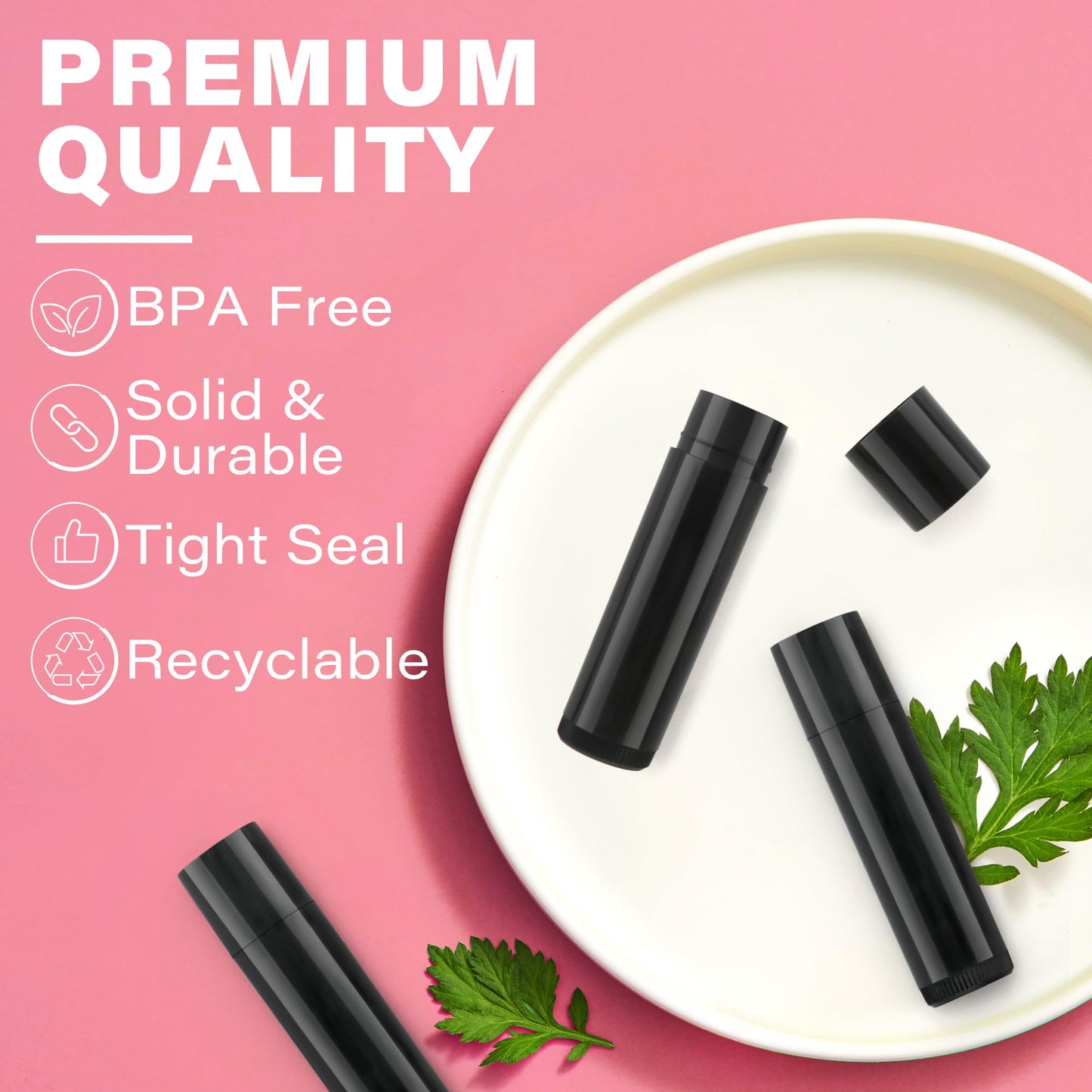 LotFancy Lip Balm Tubes Kit with Filling Tray and Spatula, 50Pcs 4.5ml Black Lip Balm Containers, BPA Free & Leak Free, Handmade Set