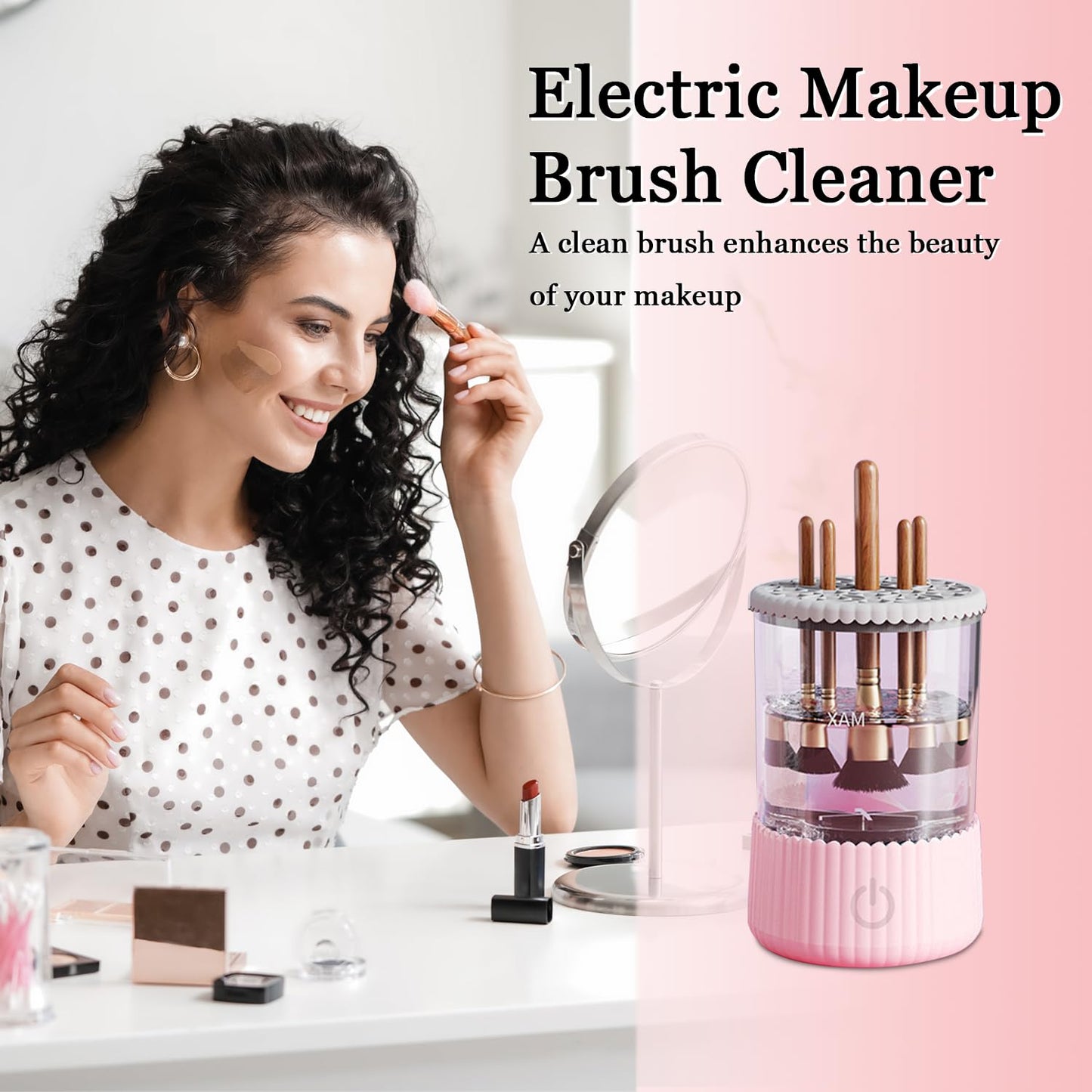 Automatic Makeup Brush Cleaner, Makeup Brush Cleaner Machine, Make Up Brush Cleaner Suitable for Various Sizes of Makeup Brushes,Cleaning and Drying 2 in1 Electric Makeup Brush Cleaners.