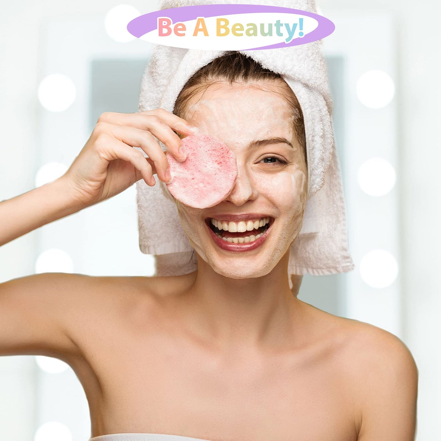 120Pcs Facial Compressed Facial Sponges for Women, Coldairsoap PVA Professional Makeup Sponge Female Removal Pads Compress Exfoliating Face Cleansing Rounds Wash Pad as Valentine's Day Gift