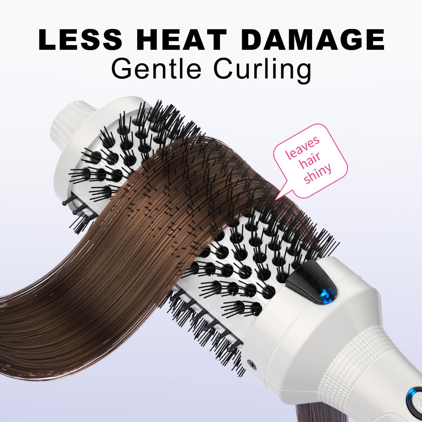 K&K Thermal Brush, White 1.77 Inch Heated Round Brush, Professional Heated Curling Ceramic Tourmaline Ionic Curling Iron, Hot Styling Volumizing Comb, Dual Voltage