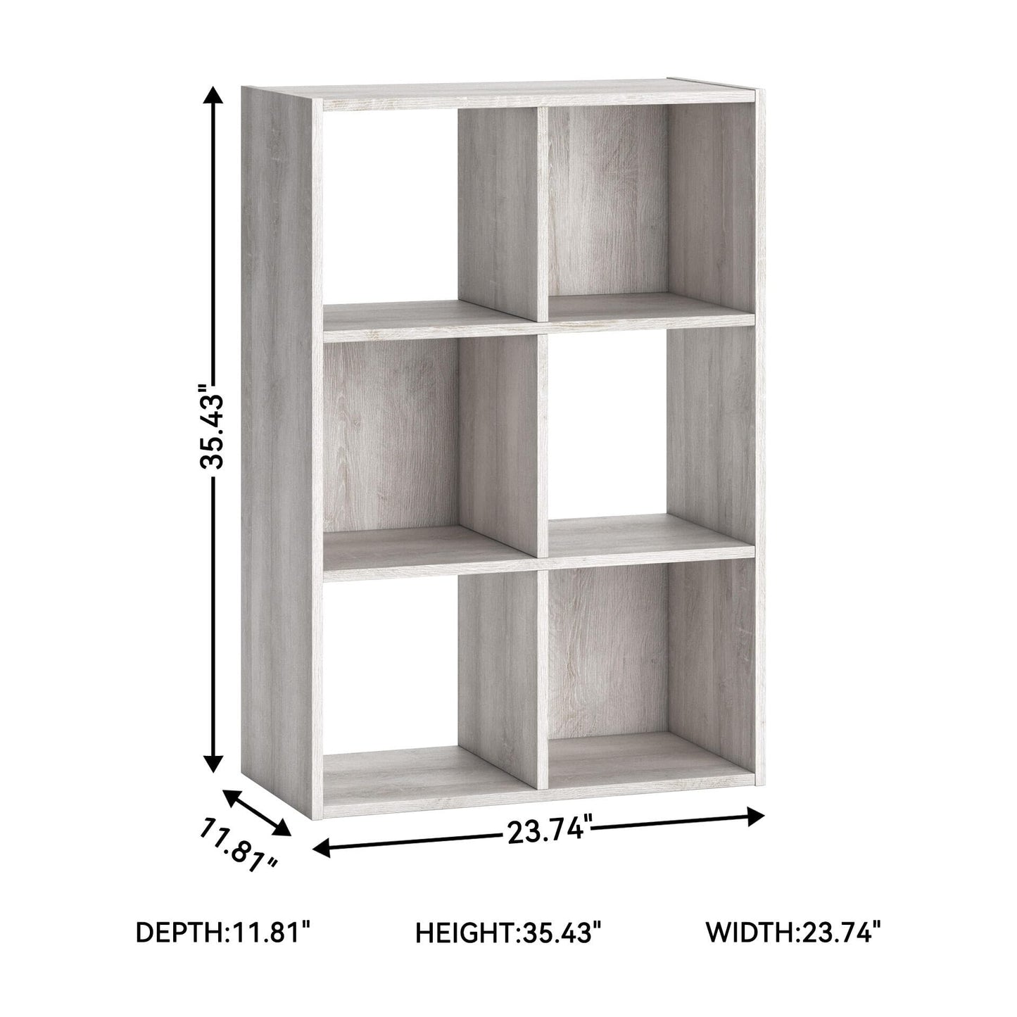 Signature Design by Ashley Paxberry 6 Cube Storage Organizer, Engineered Wood Bookshelf, Quick 20-Minute Assembly, Dual-Orientation Storage Cube for Bedroom or Living Room, Whitewash