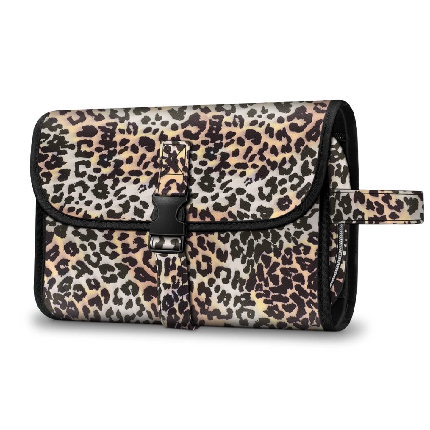 FINTIE Portable Toiletry Cosmetic Travel Bag, Large Water Resistant Hanging Makeup Organizer Storage Pouch Case for Women Girls (Leopard)