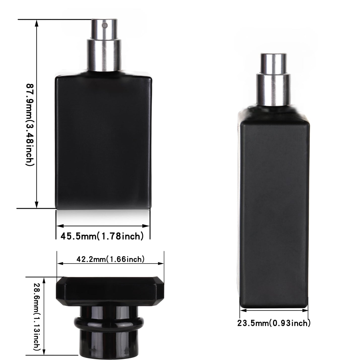 6 Pack 30ml / 1 Oz Clear Black Refillable Perfume Bottle, Portable Square Empty Glass Perfume Atomizer Bottle Spray Applicator with 4 kinds of perfume dispenser(3 Pack clear 3 Pack Black Assorted