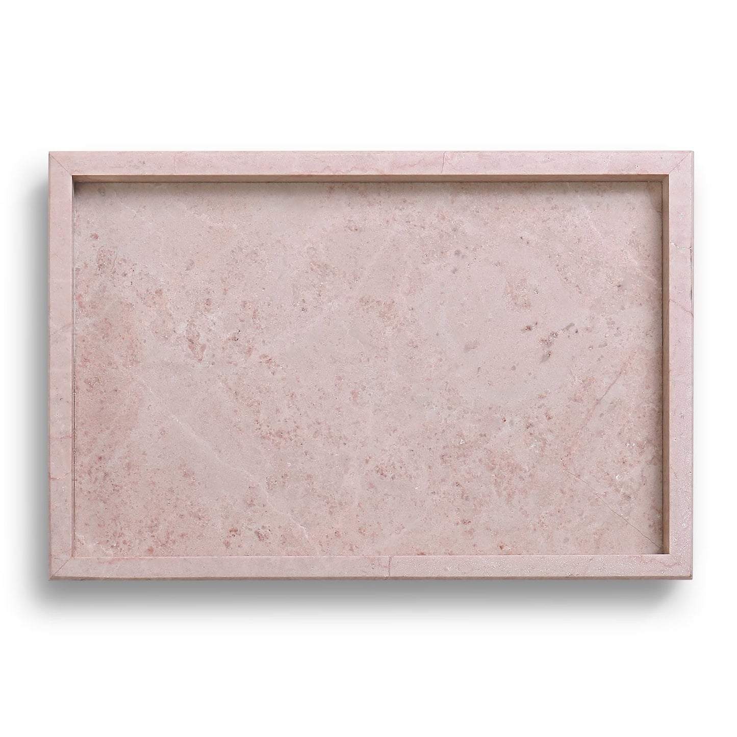 Yew & Tulip Natural Pink Marble Vanity Tray, Nature Rose Cream Marble Serving Tray for Bathroom, Kitchen, Vanity, Home Decor, Wedding etc. (12" x 8" x 1.2")