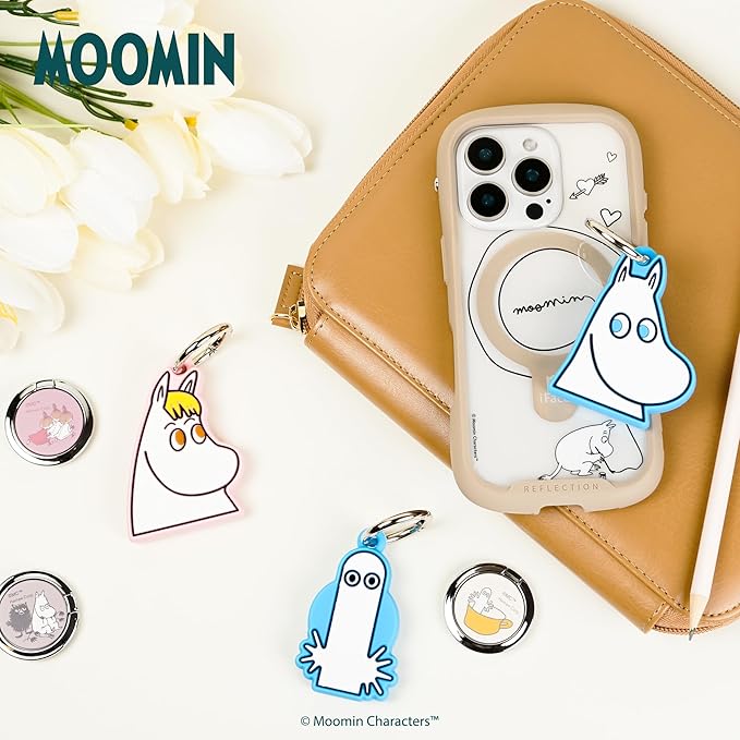 iFace Moomin Character Figure Case Compatible with Apple AirTags – Silicone Protective Keychain Cover [Carabiner Clip Included] – Moomintroll