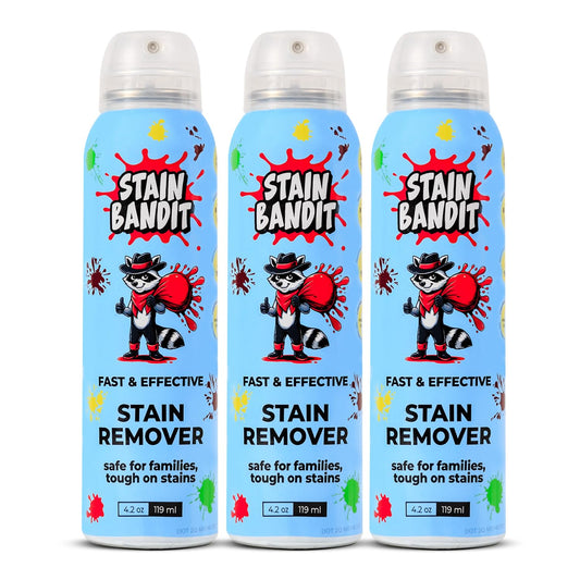 Stain Bandit Stain Remover Spray | Non-Toxic Stain Remover Family Safe Formula | Bag-On-Valve 360° Continuous Spray Bottle | Cleaner for Clothes, Upholstery, Carpet & Car Seats 4.2 Oz, (Pack of 3)