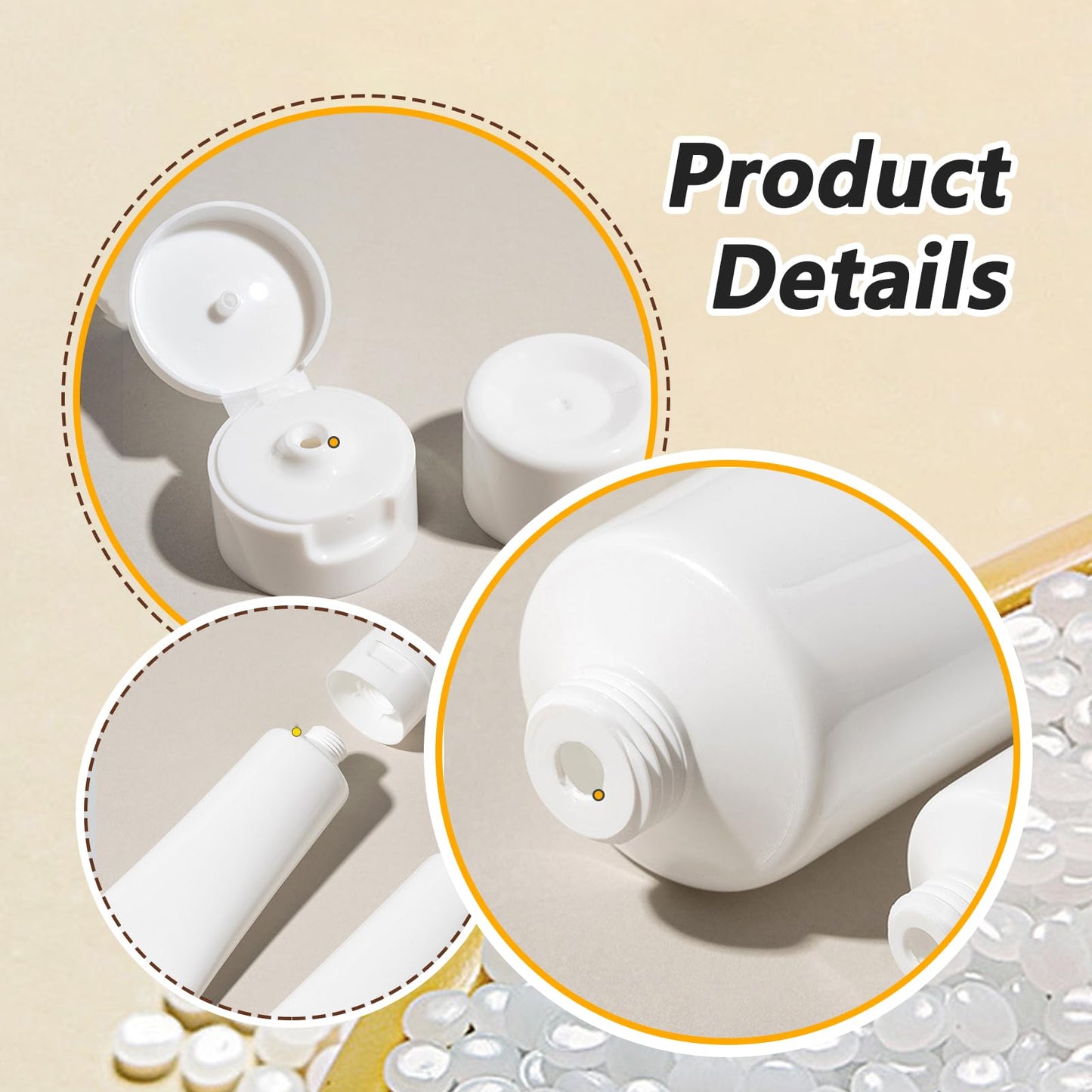 VASANA 20PCS 50ML/1.7oz Empty Refillable Plastic Soft Tubes Squeezable Bottle White Cosmetic Storage Containers for Package Facial Cleanser Hand Cream Cosmetic Lotion