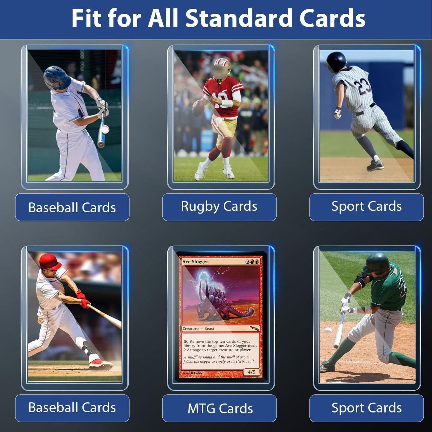 400 Hard Plastic Card Sleeves, Premium Baseball Card Protectors, 3"x 4" Trading Cards Sleeves, Sports Game Cards Holder Top Cases (200 Hard Sleeve + 200 Soft Sleeve)