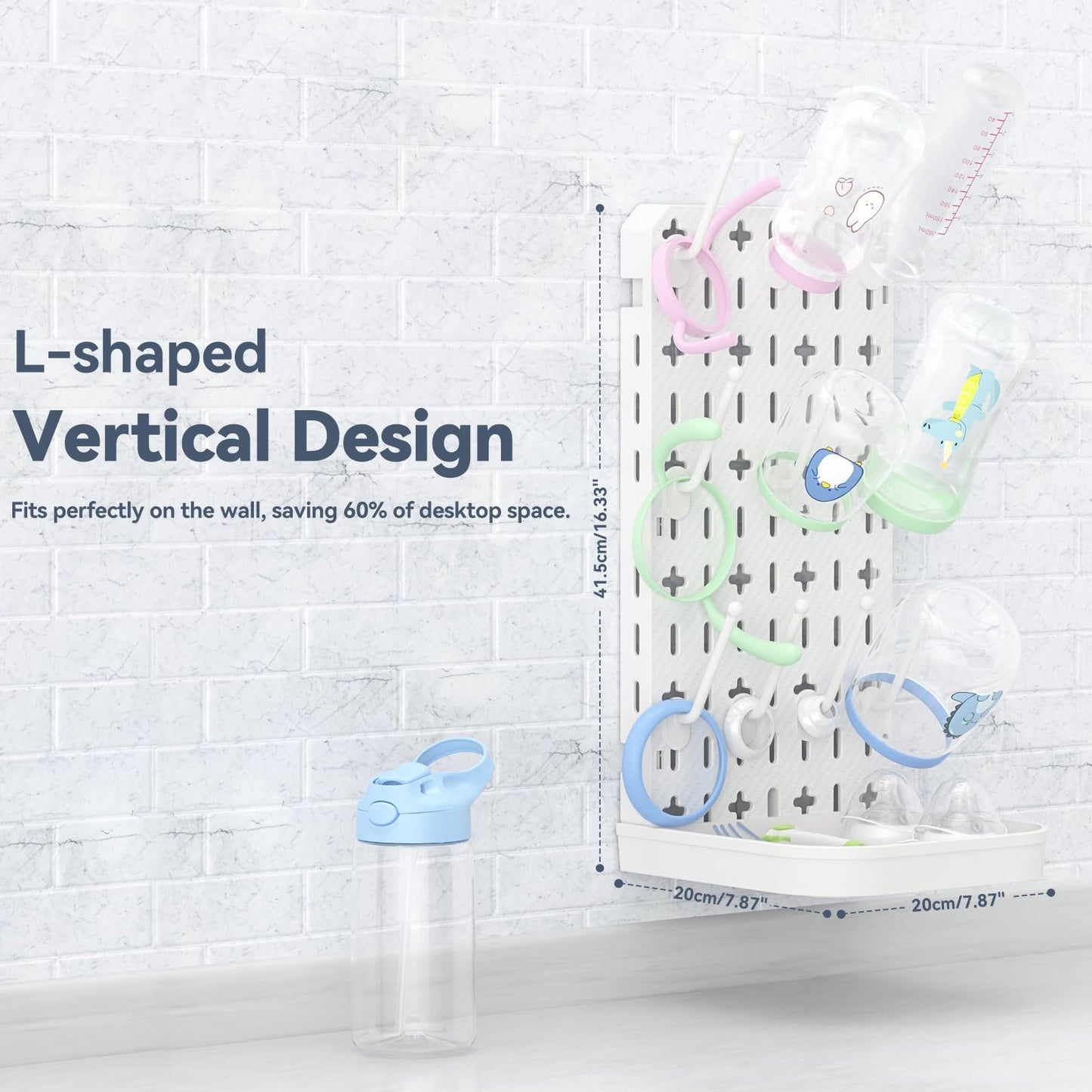 Baby Bottle Drying Rack Baby Bottle Holder Space Saving Bottle Dryer Rack Station Countertop Storage Organizer 12 Travel Bottle Drying Rack Vertical Breast Pump Part Plastic Bag Cup Dryer Tower White