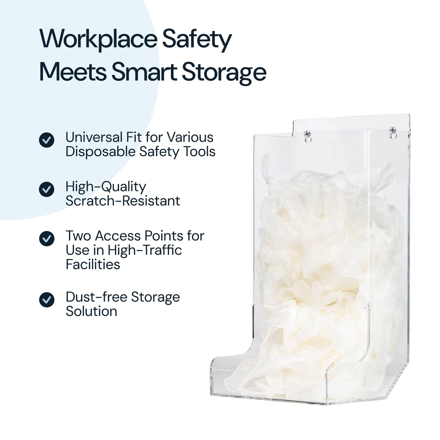 SimplyImagine Safety Glasses Holder Wall Mount Dispenser Bin - Clear Acrylic Top-Loading Organizer - Tabletop & Wall-Mounted Safety Glasses Dispenser - Slanted Tray for Industrial, Lab, Dental Use