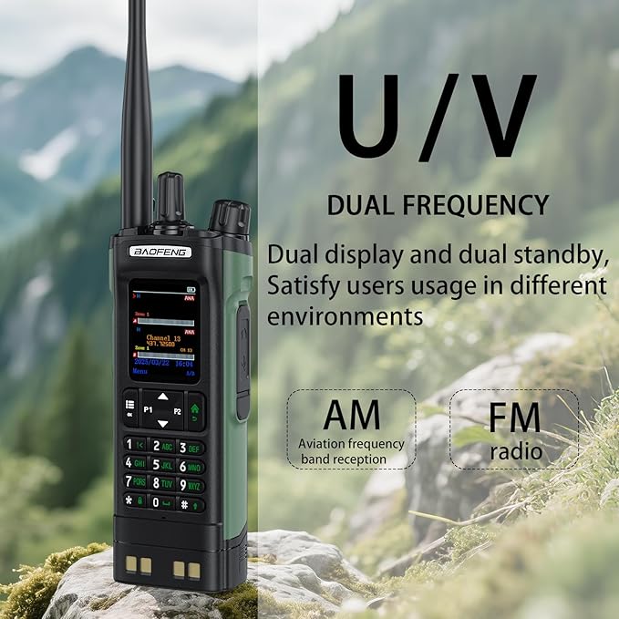 BAOFENG dm32, dmr Radio Handheld USB-C Charging GPS 10W walkie Talkie Long Range,Emergency Rescue & Outdoor Sports dm-32uv Radio (1 Pack Green+Back Clip)